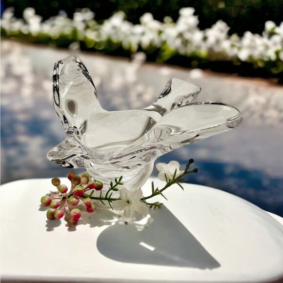 Crystal Bird-Trinket Dish-Candy-Votive Candle Holder-Princess House-VTG-Vanity - Picture 5 of 8